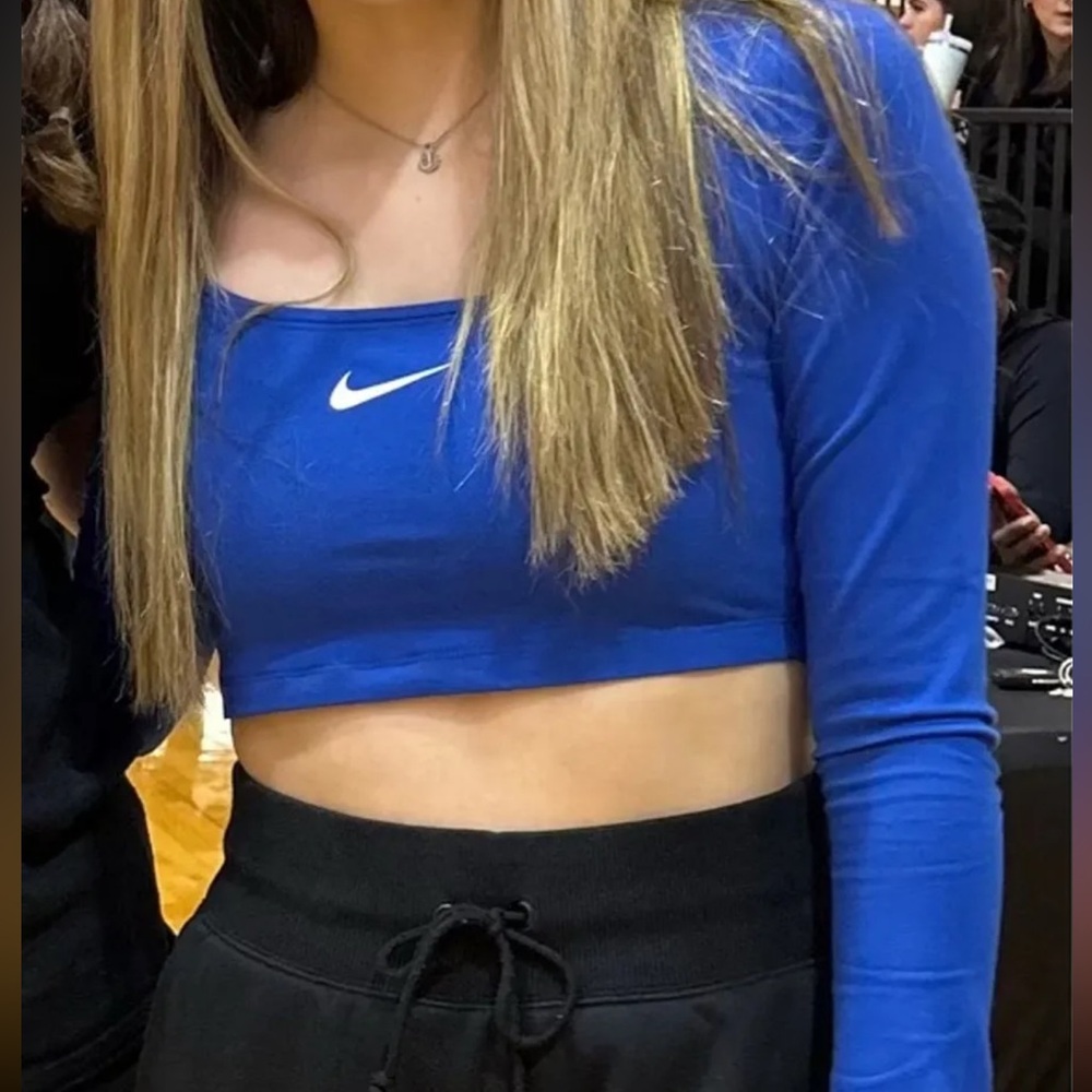 Nike Women's Royal Blue Long Sleeve Crop Top